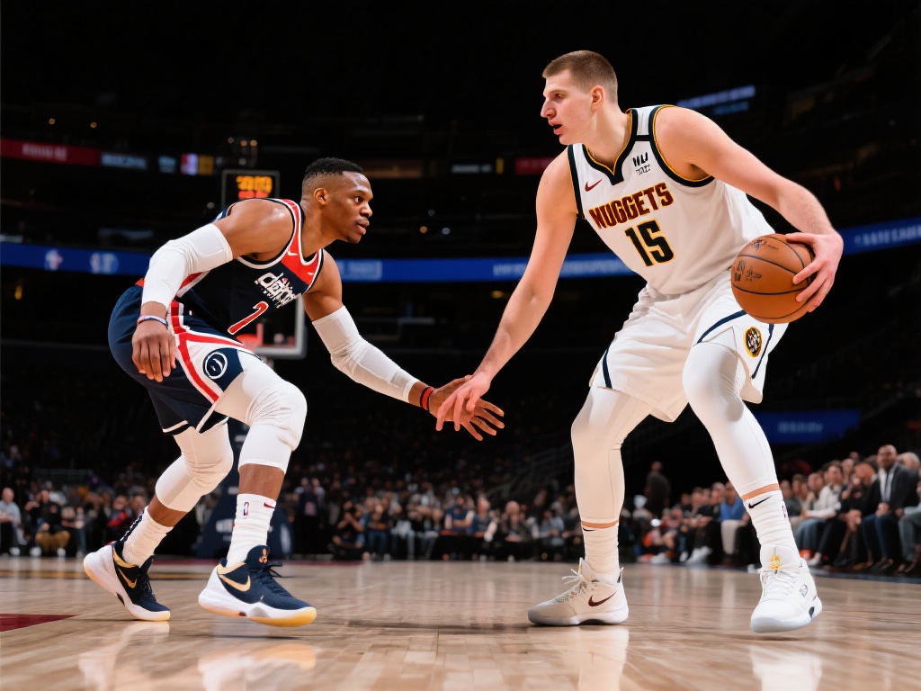 威少盲传妙助约基奇强突篮下打成2+1 篮球是一项团队运动,威少与约基奇的合作正